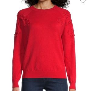 NANETTE NANETTE LEPORE Flower Embroidered Sweater XL